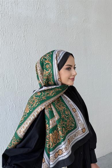 Versac Desen Vual İpek Şal Yeşil