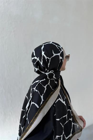 Vizon Kenar Taş Desen Vual İpek Şal