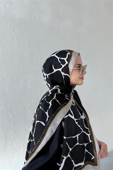 Vizon Kenar Taş Desen Vual İpek Şal