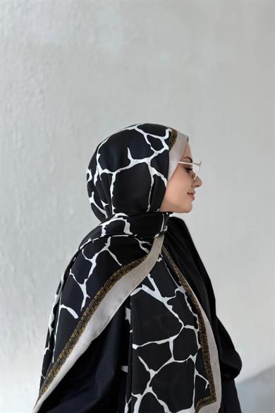 Vizon Kenar Taş Desen Vual İpek Şal