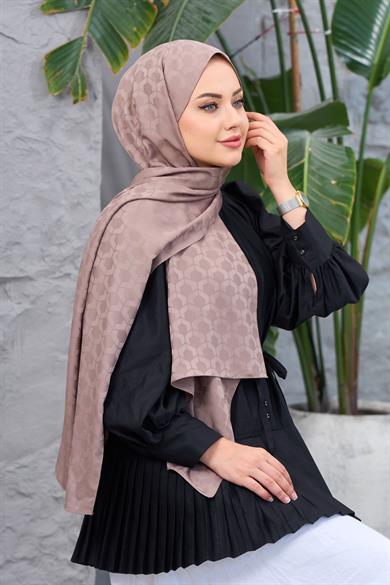 Vizon Mozaik Desen İpeksi Jakar Şal