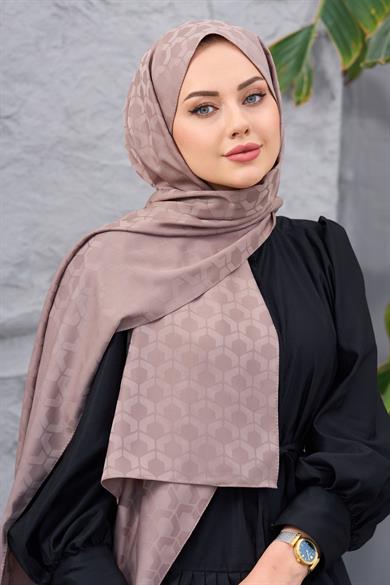 Vizon Mozaik Desen İpeksi Jakar Şal