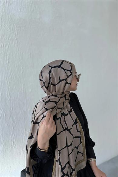 Vizon Taş Desen Vual İpek Şal