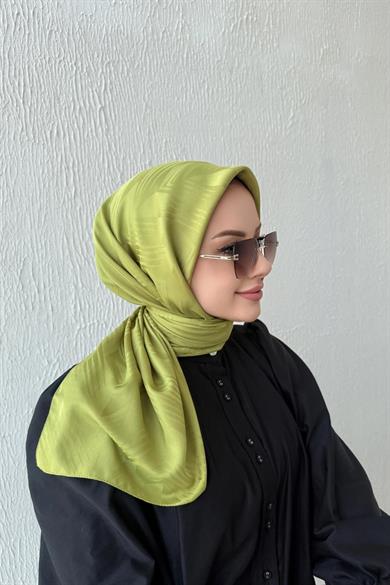 Yağ Yeşili Noya İpeksi Jakar Eşarp