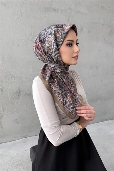 Yağ Yeşili Yaren Bohem Modal İpek Eşarp