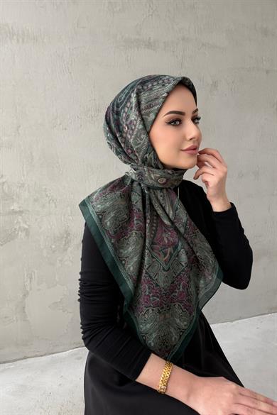 Yeşil Beliz Bohem Modal İpek Şaleşarp