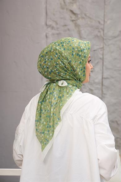 Yeşil Çicek Dijital Soft Eşarp