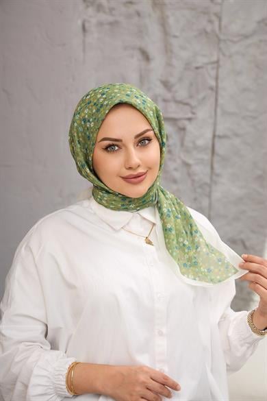 Yeşil Çicek Dijital Soft Eşarp