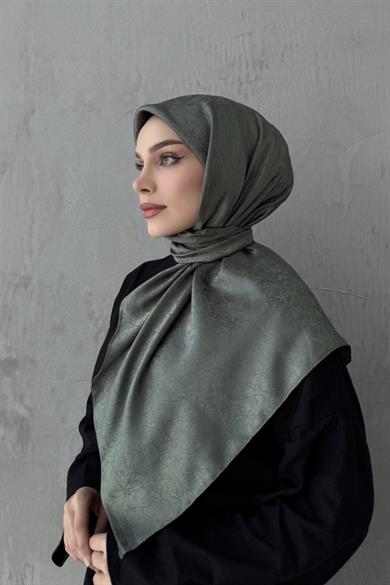 Yeşil Çiçek Jakar Eşarp 