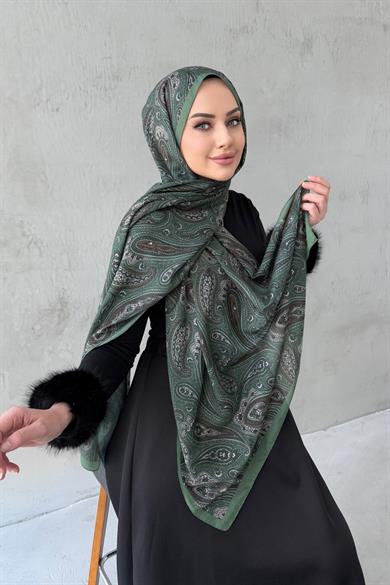 Yeşil Elvan Modal İpek Şal