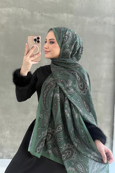 Yeşil Elvan Modal İpek Şal