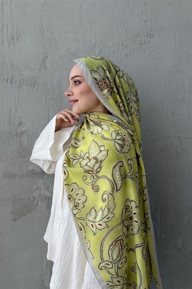 Yeşil Gardenia Modal İpek Şal