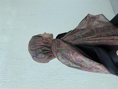 Renkli Yeşil Harmoni Modal İpek Şal