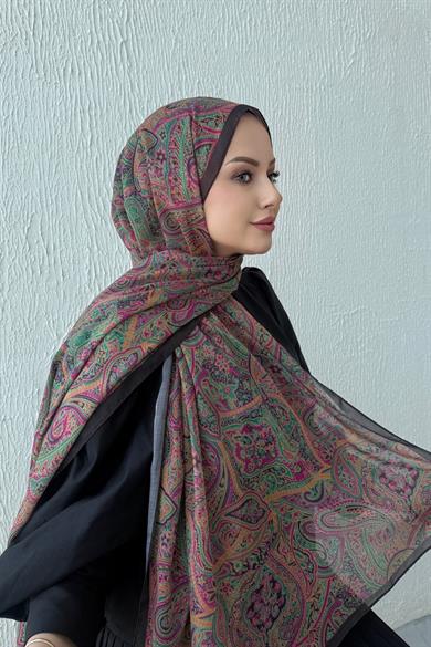 Renkli Yeşil Harmoni Modal İpek Şal