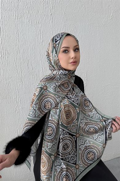 Yeşil Kösem Hint İpeği Şal
