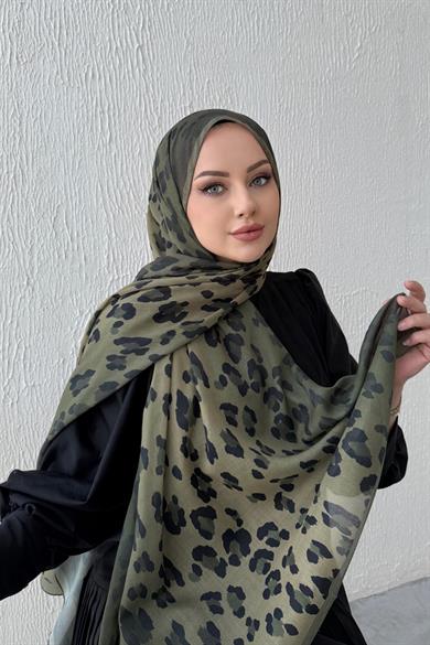 Yeşil Leopar Modal Şal