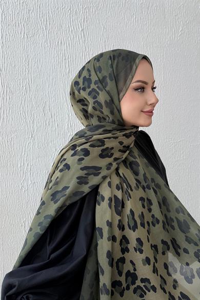 Yeşil Leopar Modal Şal