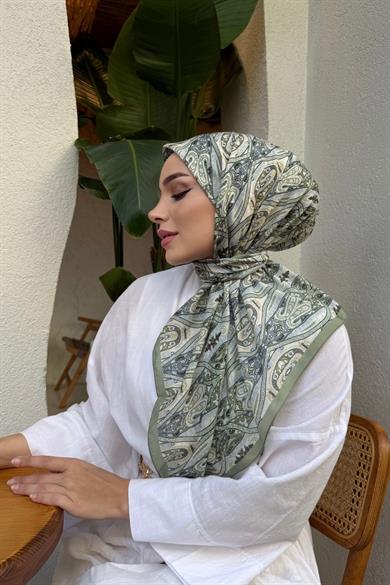 Yeşil Loresa Modal İpek Eşarp