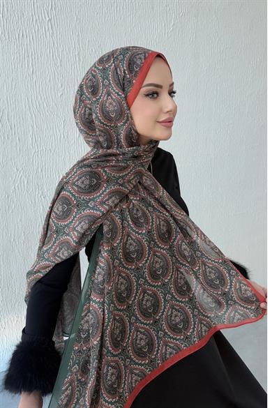 Yeşil Nazende Bohem Modal İpek Şal