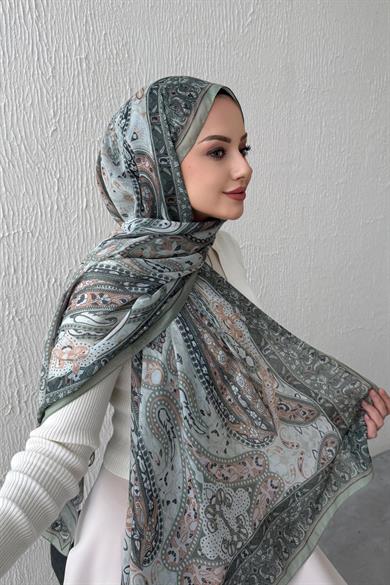 Yeşil & Yeşil Şazeli Bohem Modal İpek Şal