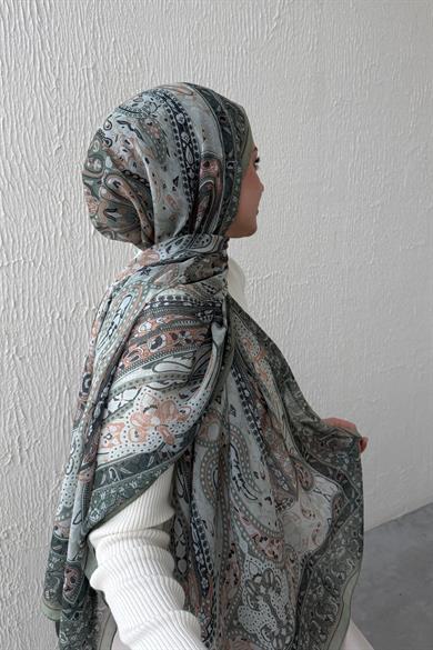 Yeşil & Yeşil Şazeli Bohem Modal İpek Şal