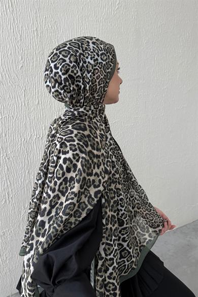 Yeşil & Yeşil Leopar Modal Şal