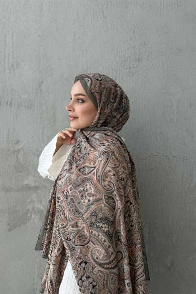 Yeşil&Vizon Harmoni Modal İpek Şal 