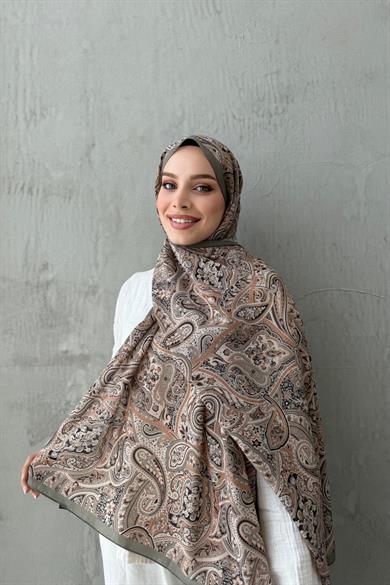 Yeşil&Vizon Harmoni Modal İpek Şal 