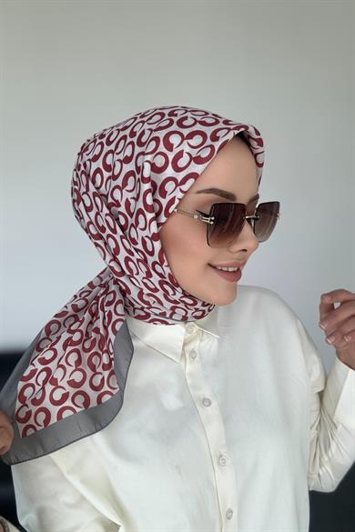 Zarif Desen Dijital Soft Eşarp Bordo