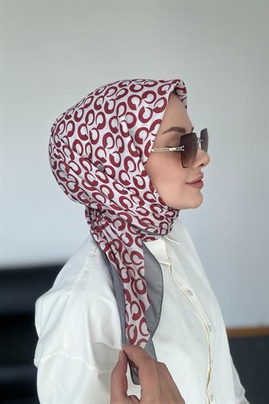 Zarif Desen Dijital Soft Eşarp Bordo