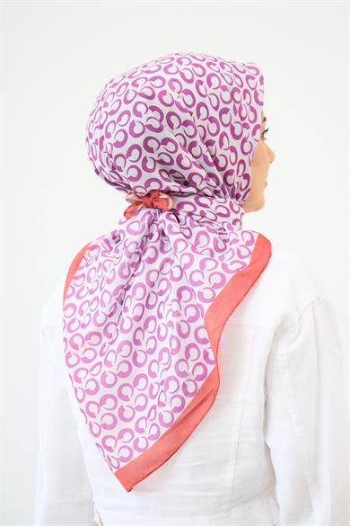 Zarif Desen Dijital Soft Eşarp Mor