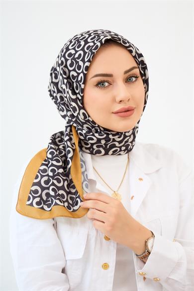 Zarif Desen Dijital Soft Eşarp Siyah