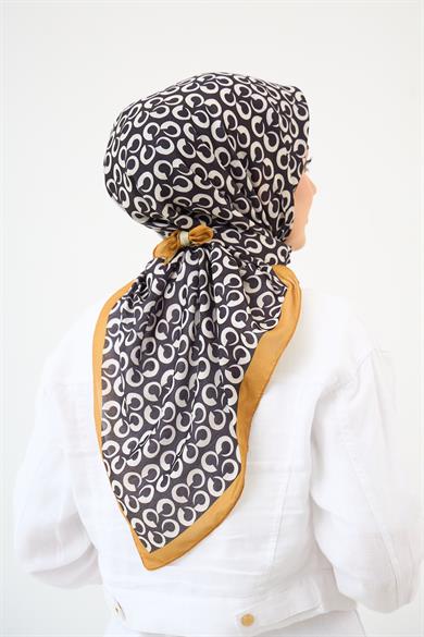 Zarif Desen Dijital Soft Eşarp Siyah