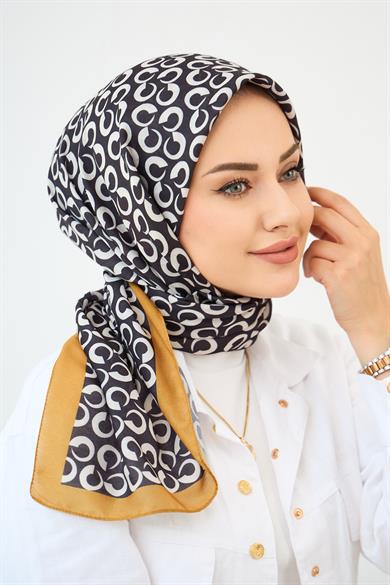 Zarif Desen Dijital Soft Eşarp Siyah