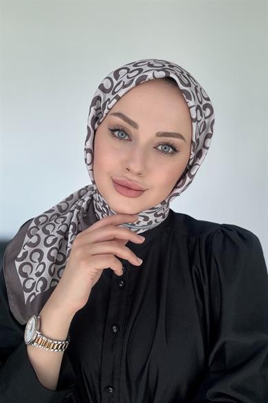 Zarif Desen Dijital Soft Eşarp Vizon