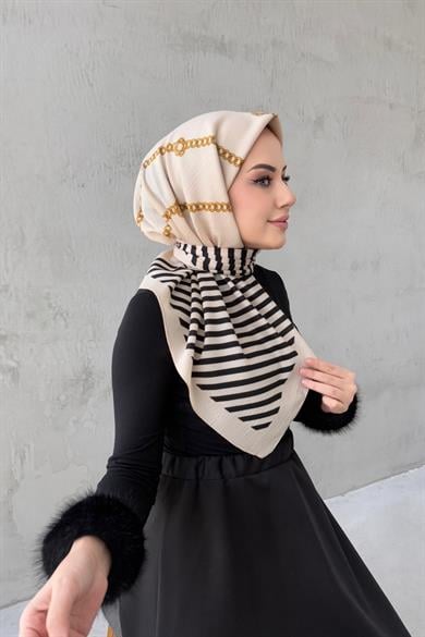 Zincir desen naturel esarp bej