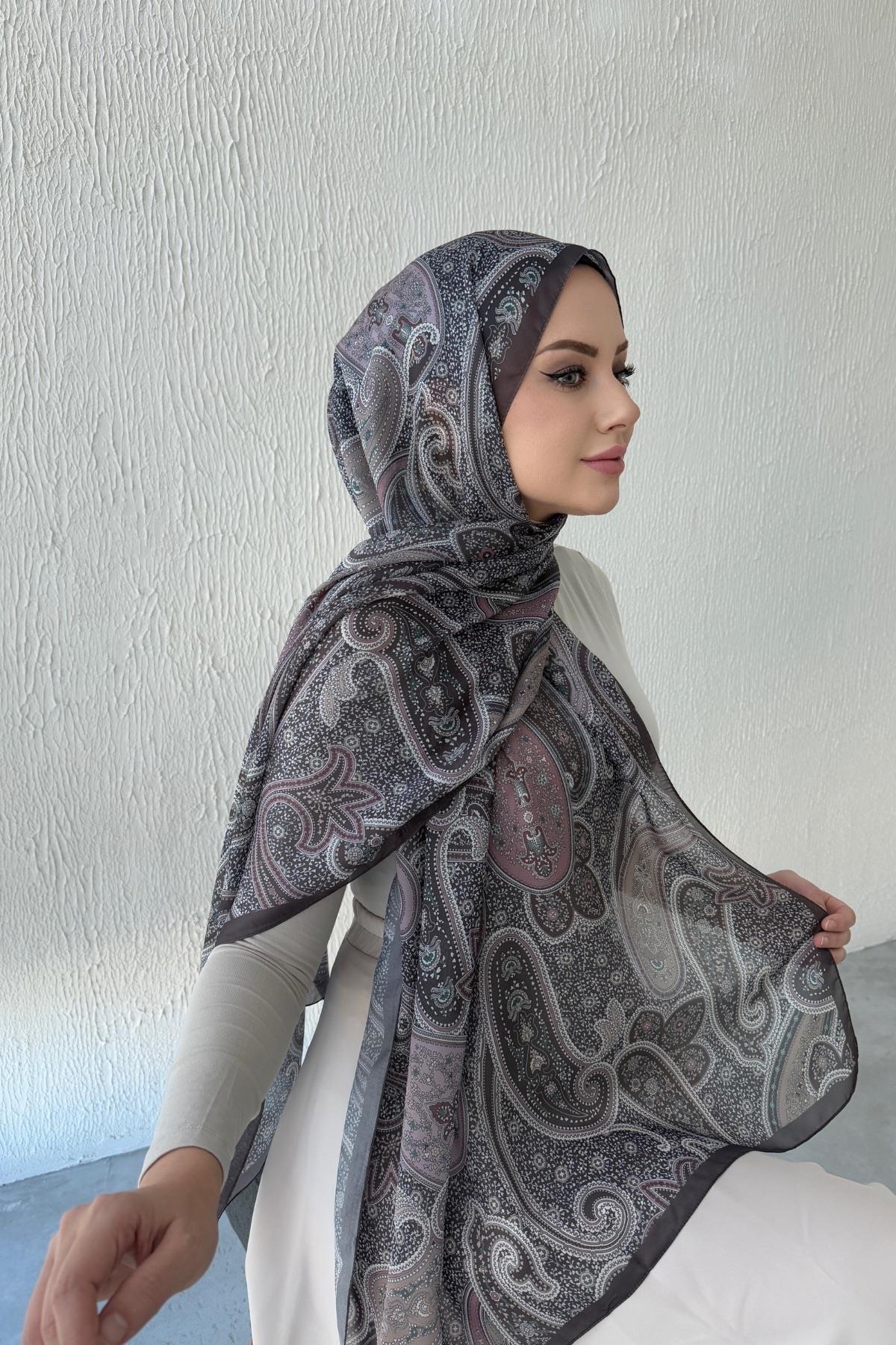 Acı Kahverengi Hercai Otantik Hint İpeği Şal