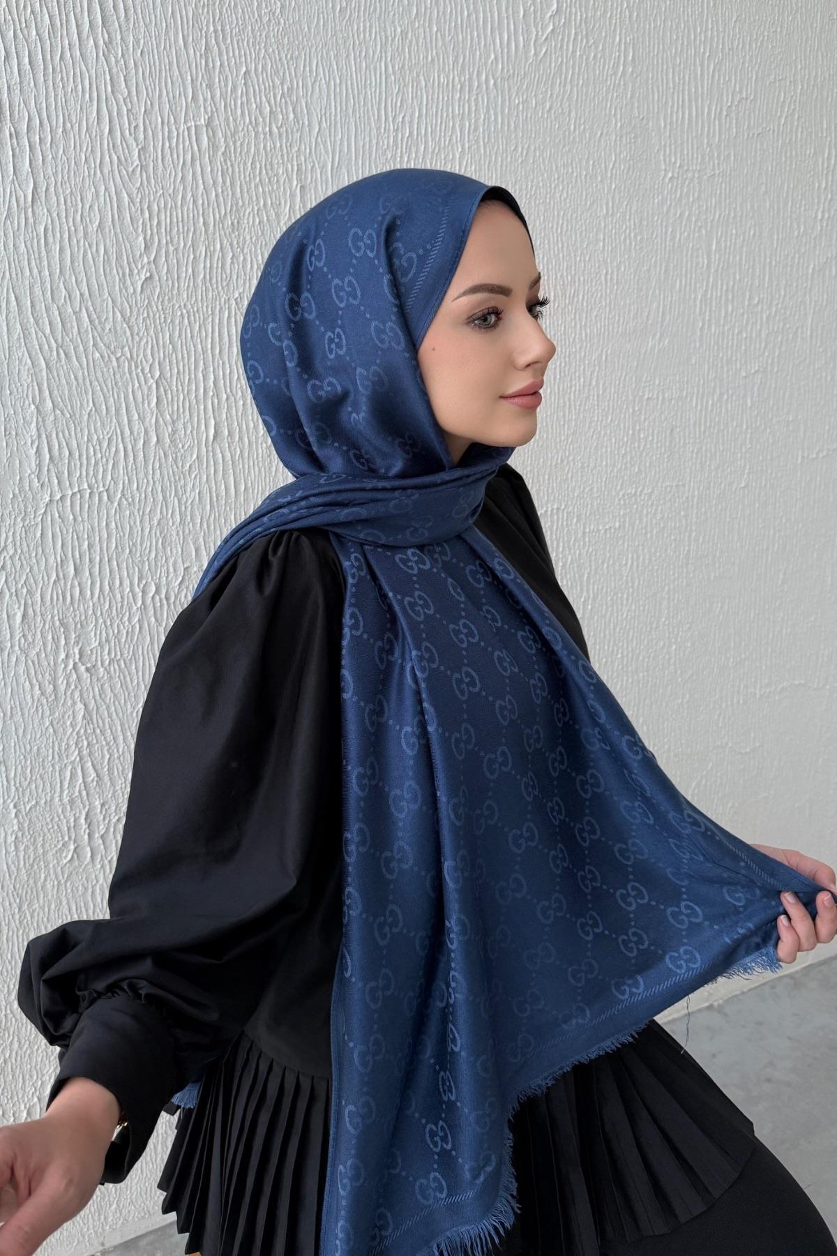 Açık Lacivert İthal G Kaşmir Şal