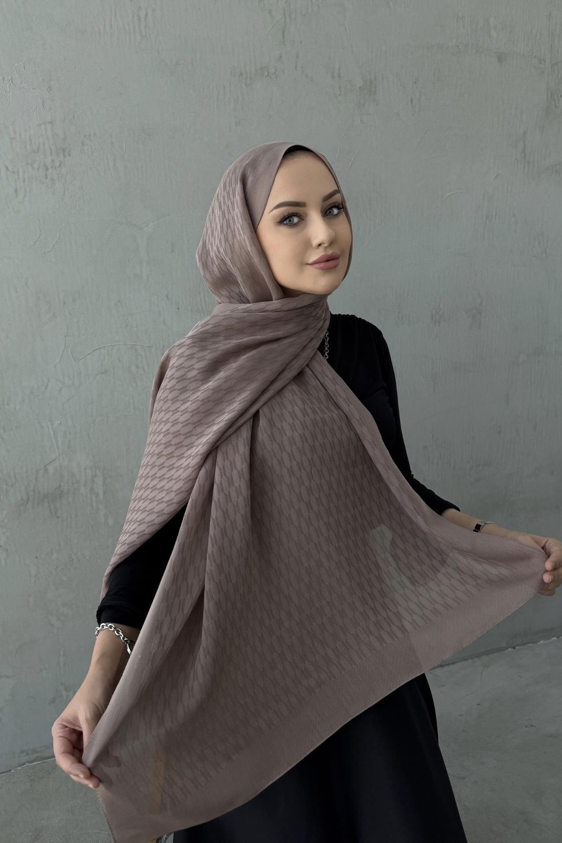 Açık Vizon Melinna Pamuk Kaşmir Şal