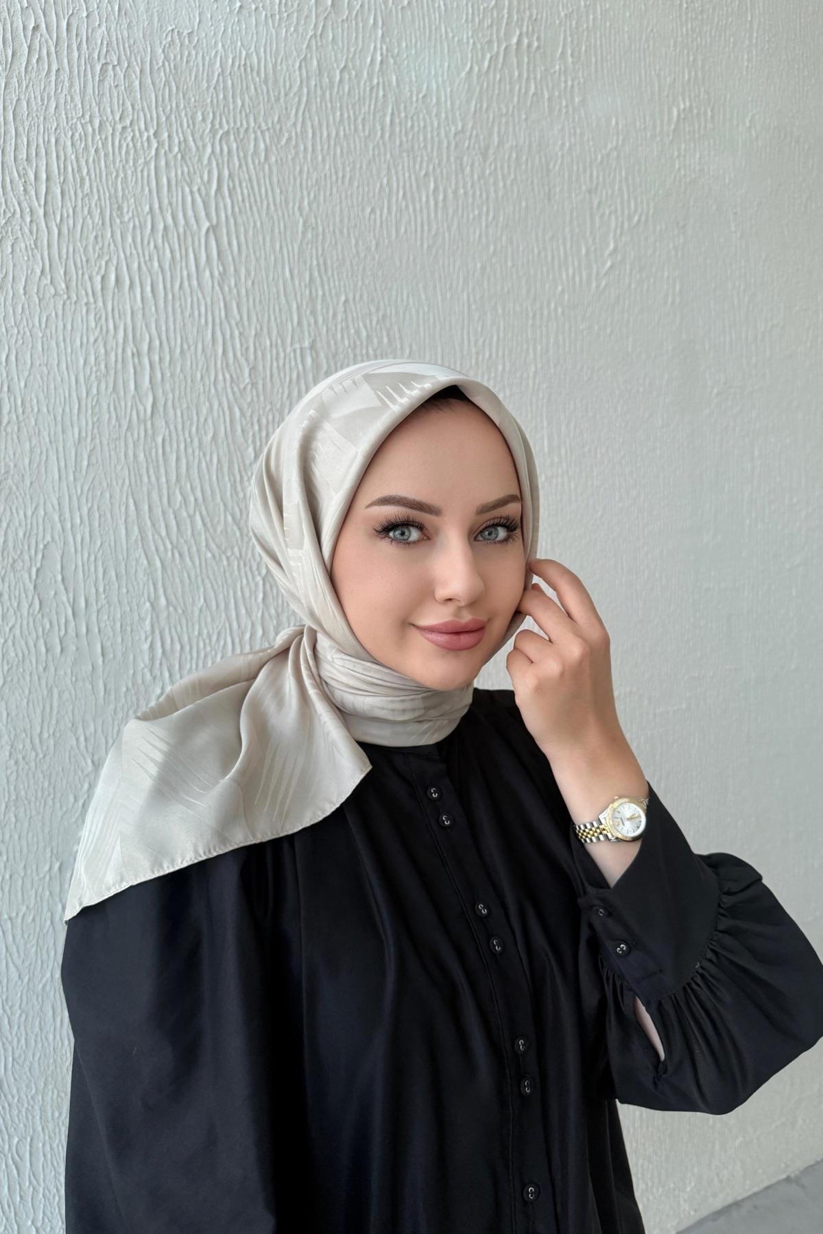 Açık Vizon Noya İpeksi Jakar Eşarp