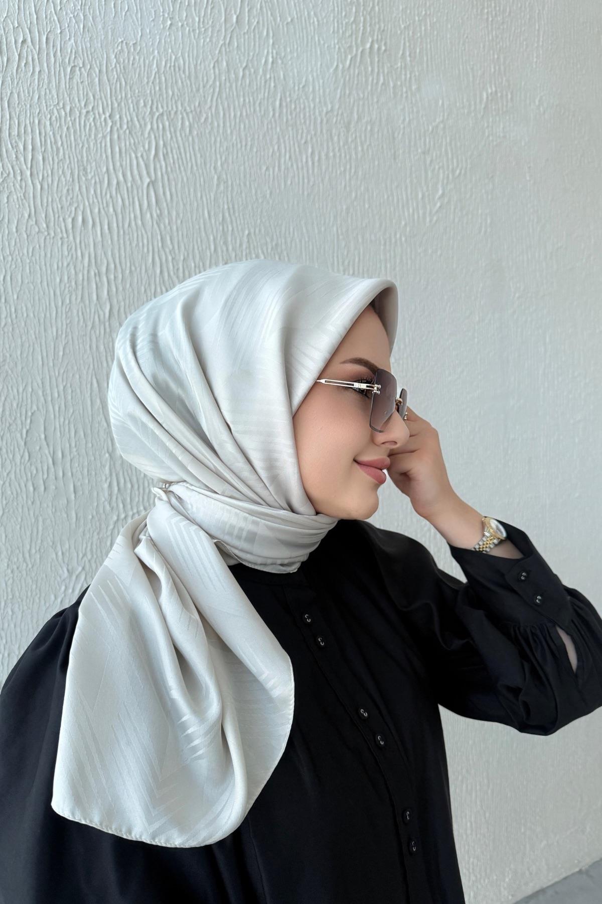 Açık Vizon Noya İpeksi Jakar Eşarp