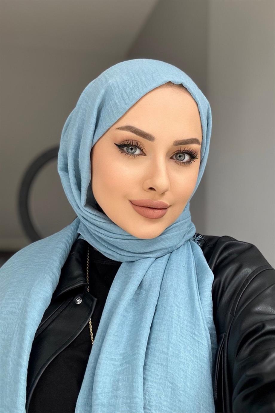 Baby Blue Wrinkled Shawl