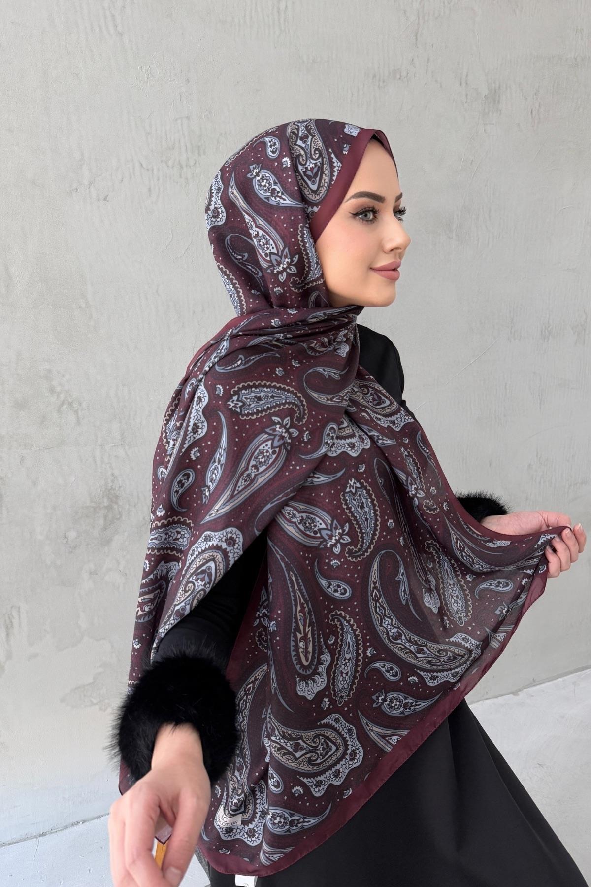 Bordo Elvan Modal İpek Şal