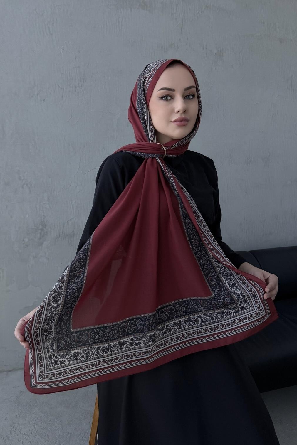 Bordo Feira Modal İpek Şal