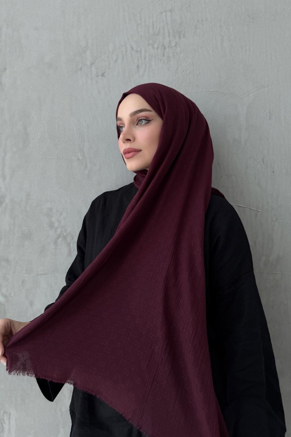 Bordo Gcci Fresh Pamuk Şal