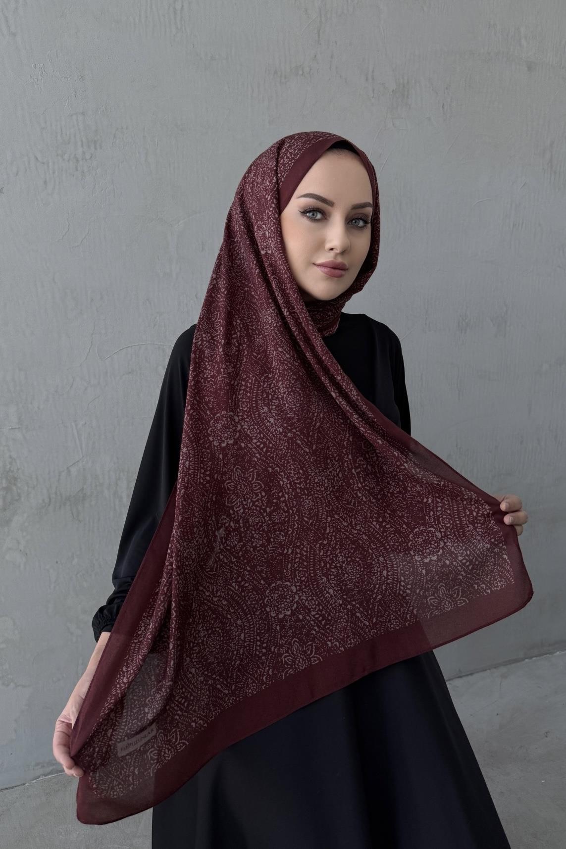 Bordo Leena Koza %100 Pamuk Şal