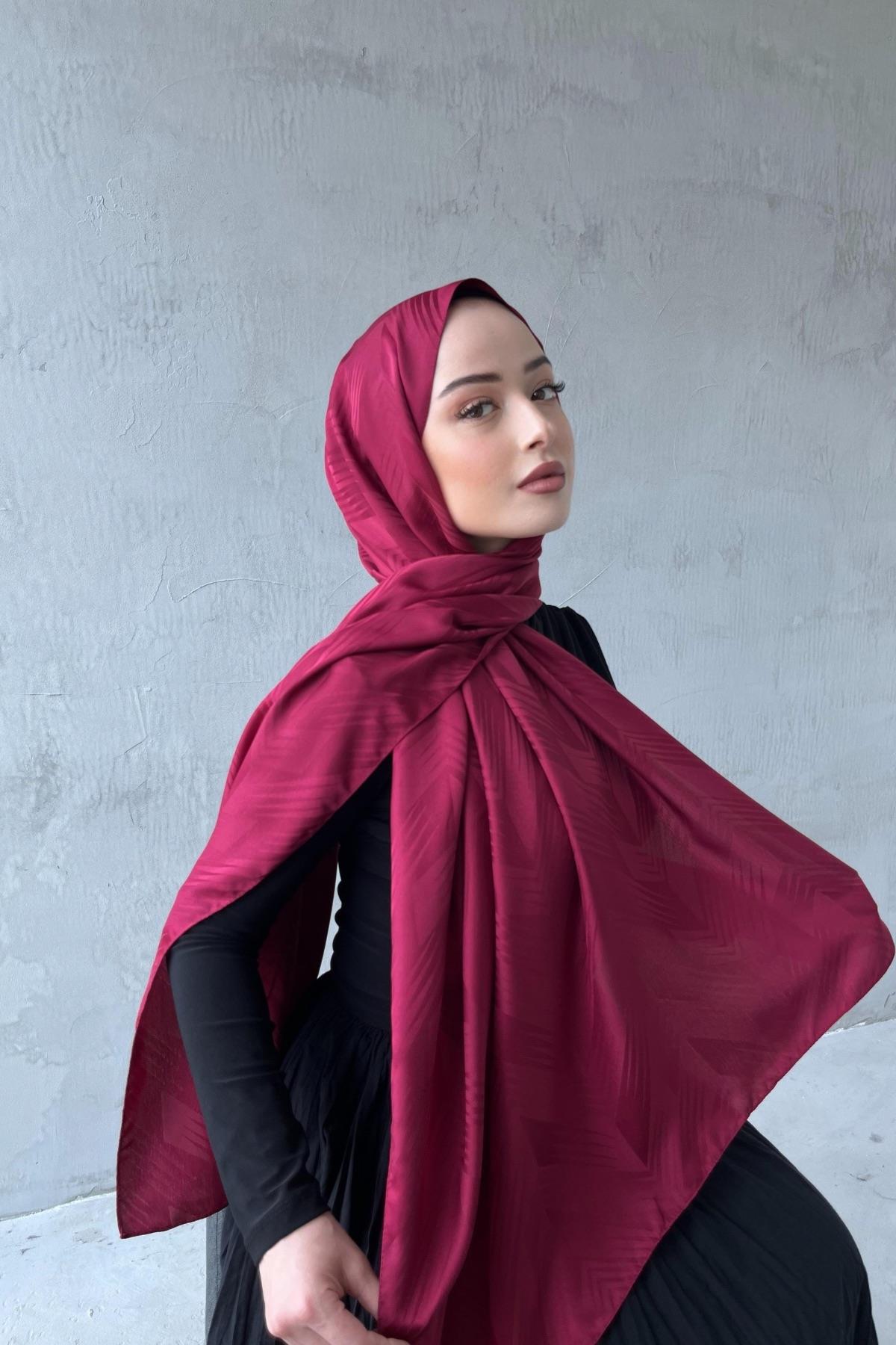 Bordo Noya İpeksi Jakar Şal