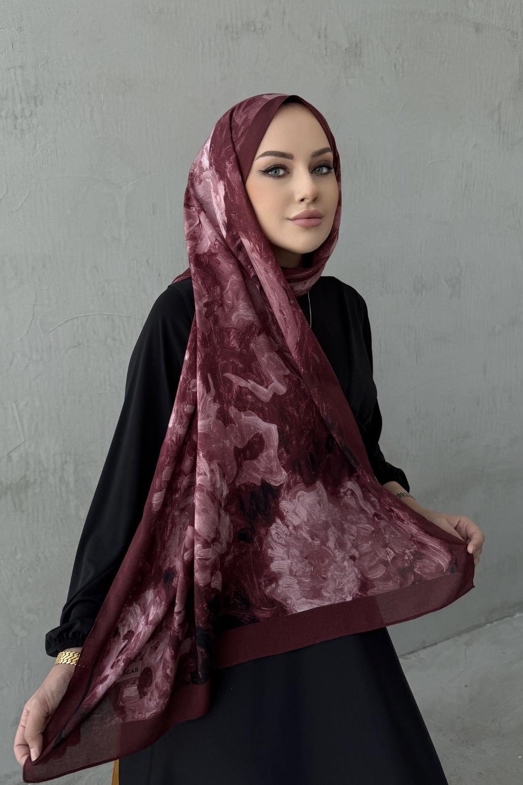 Bordo&Gül Kurusu Tual Koza %100 Pamuk Şal