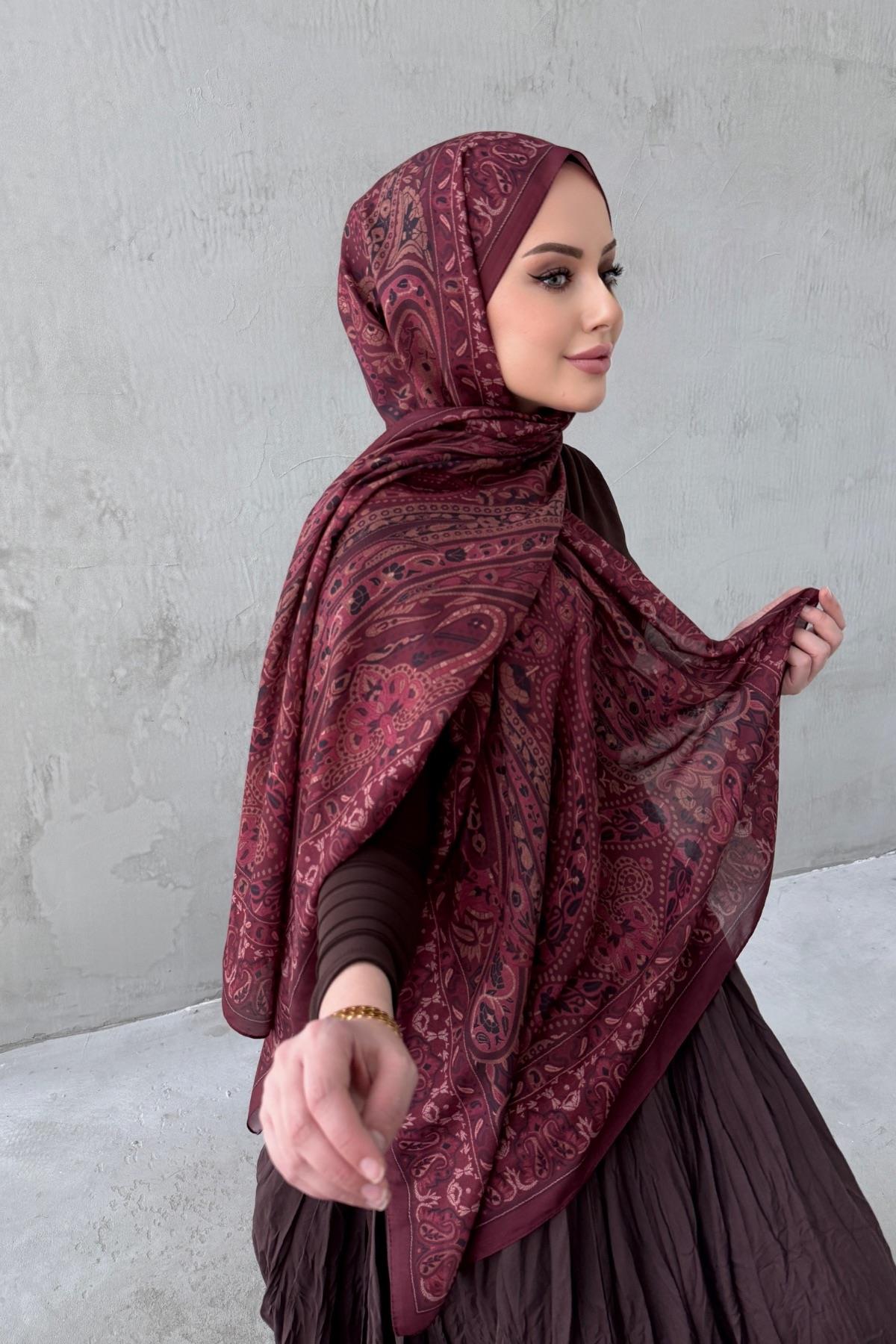 Bordo&Vizon Şazeli Bohem Modal İpek Şal