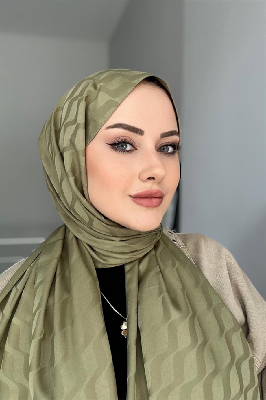 Çağla Patterned Silky Jacquard Shawl